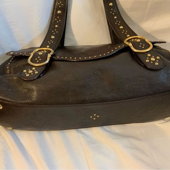 MICHAEL KORS Brown Leather Studded LARGE Shoulder Bag Purse Vintage - Picture 7 of 16